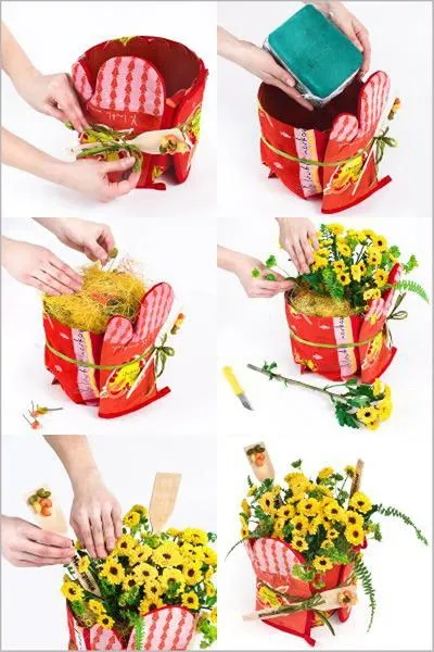 2 c&#225;ch cắm hoa trang tr&#237; ph&#242;ng bếp rực rỡ đ&#243;n Tết về