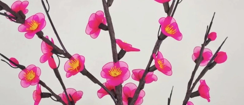 C&#225;ch l&#224;m hoa đ&#224;o bằng vải voan đ&#243;n Tết th&#234;m rộn r&#224;ng