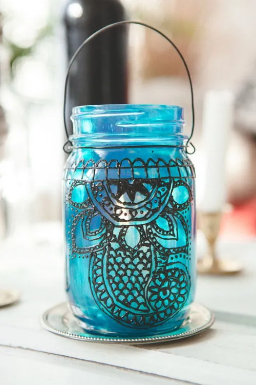 C&#225;ch vẽ henna trang tr&#237; lọ thủy tinh cực ngộ cực độc