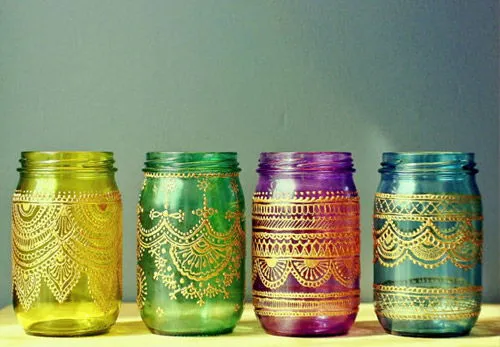 C&#225;ch vẽ henna trang tr&#237; lọ thủy tinh cực ngộ cực độc