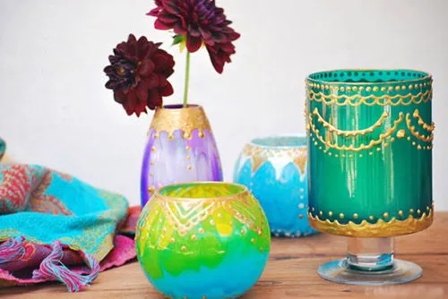 C&#225;ch vẽ henna trang tr&#237; lọ thủy tinh cực ngộ cực độc