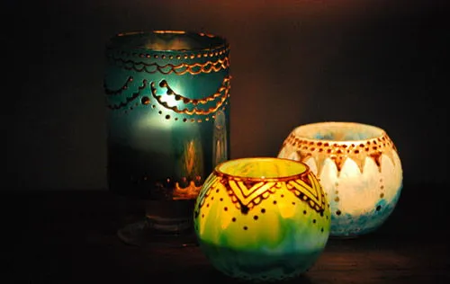 C&#225;ch vẽ henna trang tr&#237; lọ thủy tinh cực ngộ cực độc