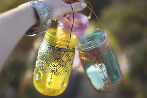 C&#225;ch vẽ henna trang tr&#237; lọ thủy tinh cực ngộ cực độc