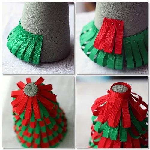 Hướng dẫn l&#224;m c&#226;y th&#244;ng Noel si&#234;u lung linh từ ruy băng
