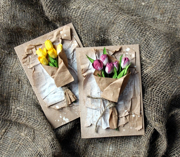 L&#224;m thiệp 8/3 gắn đầy hoa với phong c&#225;ch vintage tặng n&#224;ng