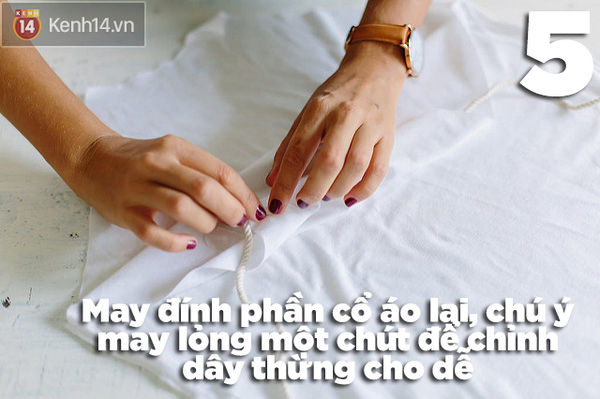 T&#225;i chế &#225;o thun cũ ra ngay tank top khoe vai đ&#243;n h&#232;