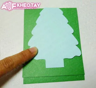 Trổ t&#224;i tự l&#224;m thiệp nổi c&#226;y th&#244;ng Noel tặng bạn b&#232;