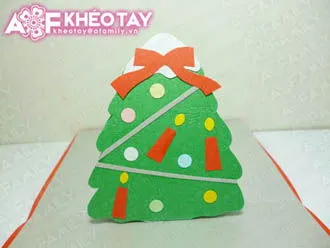 Trổ t&#224;i tự l&#224;m thiệp nổi c&#226;y th&#244;ng Noel tặng bạn b&#232;