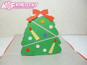 Trổ t&#224;i tự l&#224;m thiệp nổi c&#226;y th&#244;ng Noel tặng bạn b&#232;