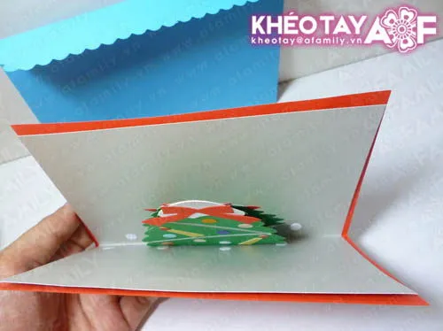 Trổ t&#224;i tự l&#224;m thiệp nổi c&#226;y th&#244;ng Noel tặng bạn b&#232;