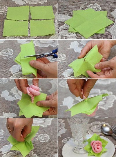 2 c&#225;ch gấp hoa hồng bằng giấy ăn trang tr&#237; b&#224;n tiệc