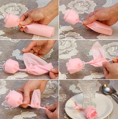 2 c&#225;ch gấp hoa hồng bằng giấy ăn trang tr&#237; b&#224;n tiệc