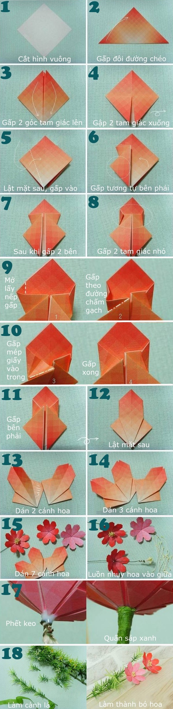 C&#225;ch gấp hoa giấy si&#234;u đơn giản chỉ trong nh&#225;y mắt