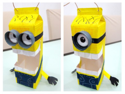 C&#249;ng mẹ hướng dẫn l&#224;m đ&#232;n lồng minion từ hộp sữa cho b&#233;