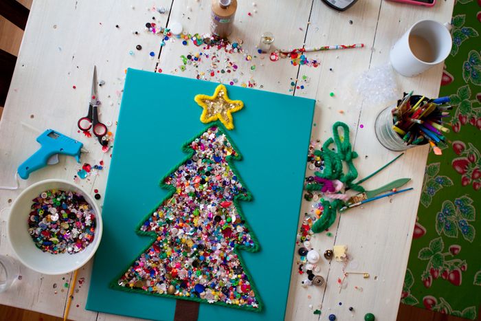 Tạo bức tranh c&#226;y th&#244;ng Noel sắc m&#224;u đ&#243;n Gi&#225;ng sinh