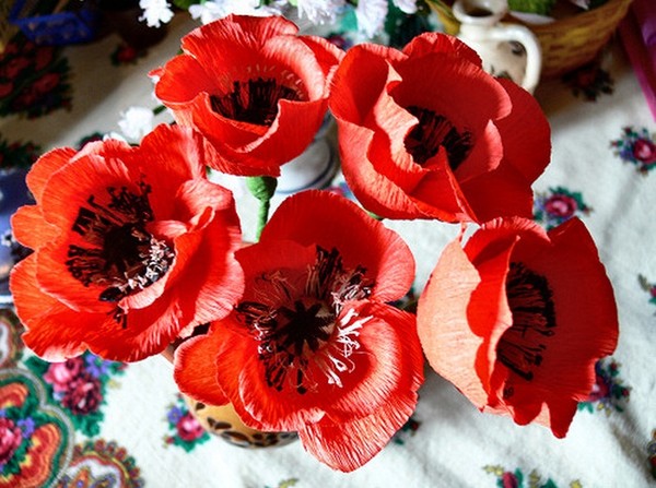 Tự l&#224;m b&#236;nh hoa poppy giấy rực rỡ ấm &#225;p