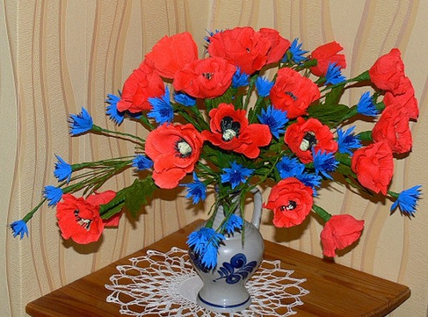 Tự l&#224;m b&#236;nh hoa poppy giấy rực rỡ ấm &#225;p