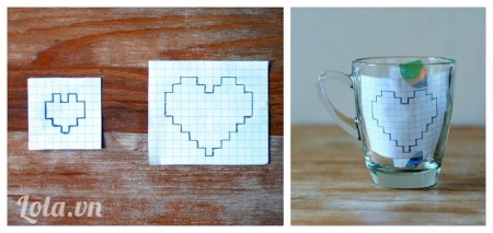 Vẽ trang tr&#237; cốc thủy tinh h&#236;nh tr&#225;i tim tặng qu&#224; Valentine