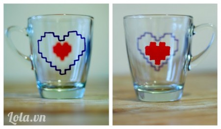 Vẽ trang tr&#237; cốc thủy tinh h&#236;nh tr&#225;i tim tặng qu&#224; Valentine